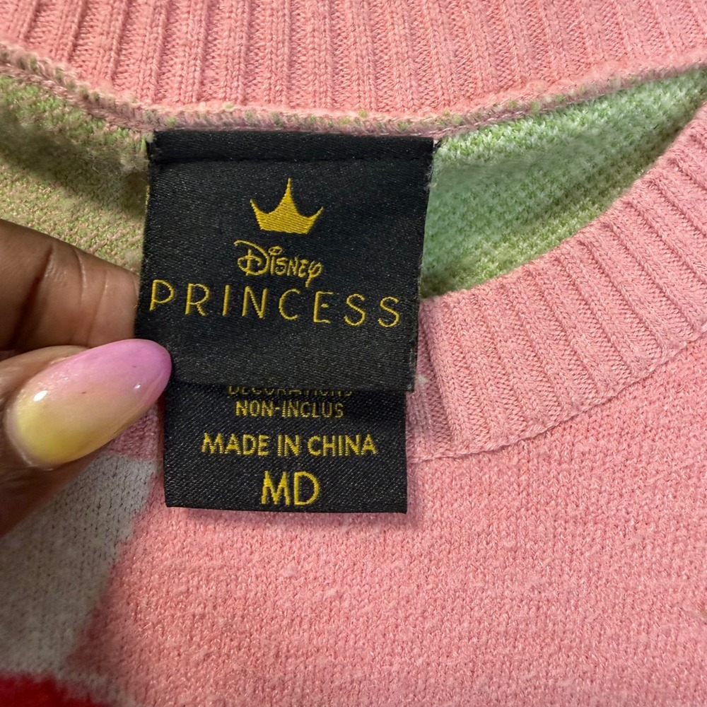 Disney Princess Moana Pua Hei Hei Colorblock Sweater Pink Green Medium - Picture 2 of 9